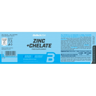 BioTechUSA Zinc+Chelate 鋅和雙甘氨酸配方- 60粒