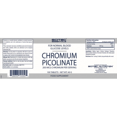Scitec Chromium Picolinate 吡啶甲酸鉻 - 100粒裝硬丸