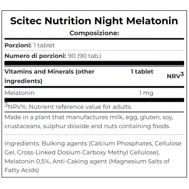 Scitec Night Melatonin 褪黑素 - 90粒裝硬丸