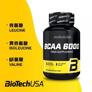 BioTechUSA BCAA 6000, 支鏈氨基酸, 100粒裝硬丸